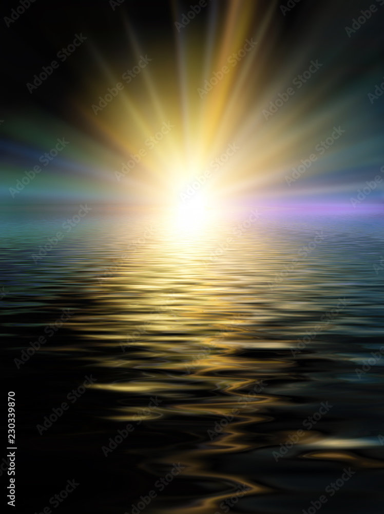 Fototapeta premium Soft and blurred colorful surface of water rippled reflection and sky background