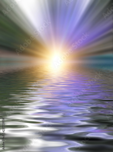 Soft and blurred colorful surface of water rippled reflection and sky background