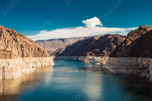 Awesome view on colorado river behind the hoover dam