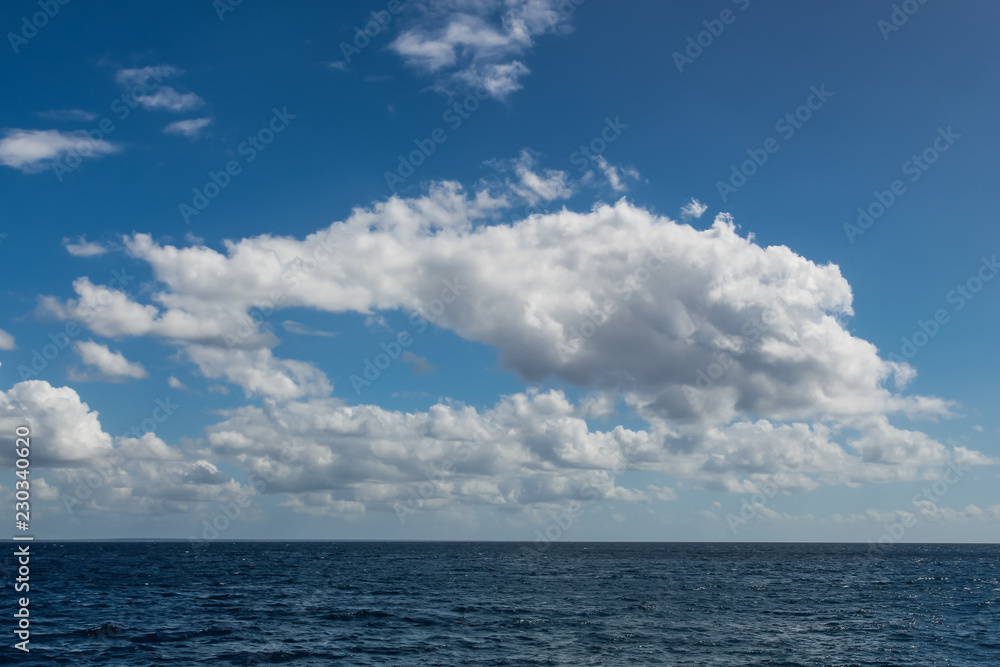 beautiful view of the ocean about the cloudy sky  in the Dominican Republic
