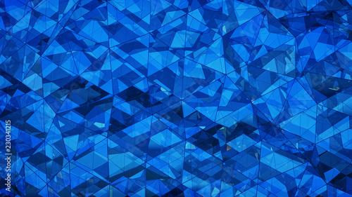 Triangulated polygonal futuristic glass surface abstract 3D rendering