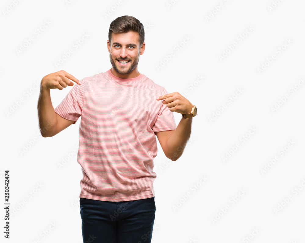 Young handsome man over isolated background looking confident with smile on face, pointing oneself with fingers proud and happy. Young handsome man over isolated background looking confident with smile on face, pointing oneself with fingers proud and happy.