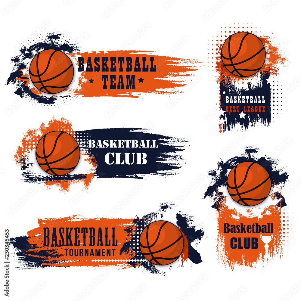 Fototapeta premium Basketball team club vector ball icons