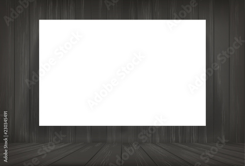 White paper in dark room space background. Vector.