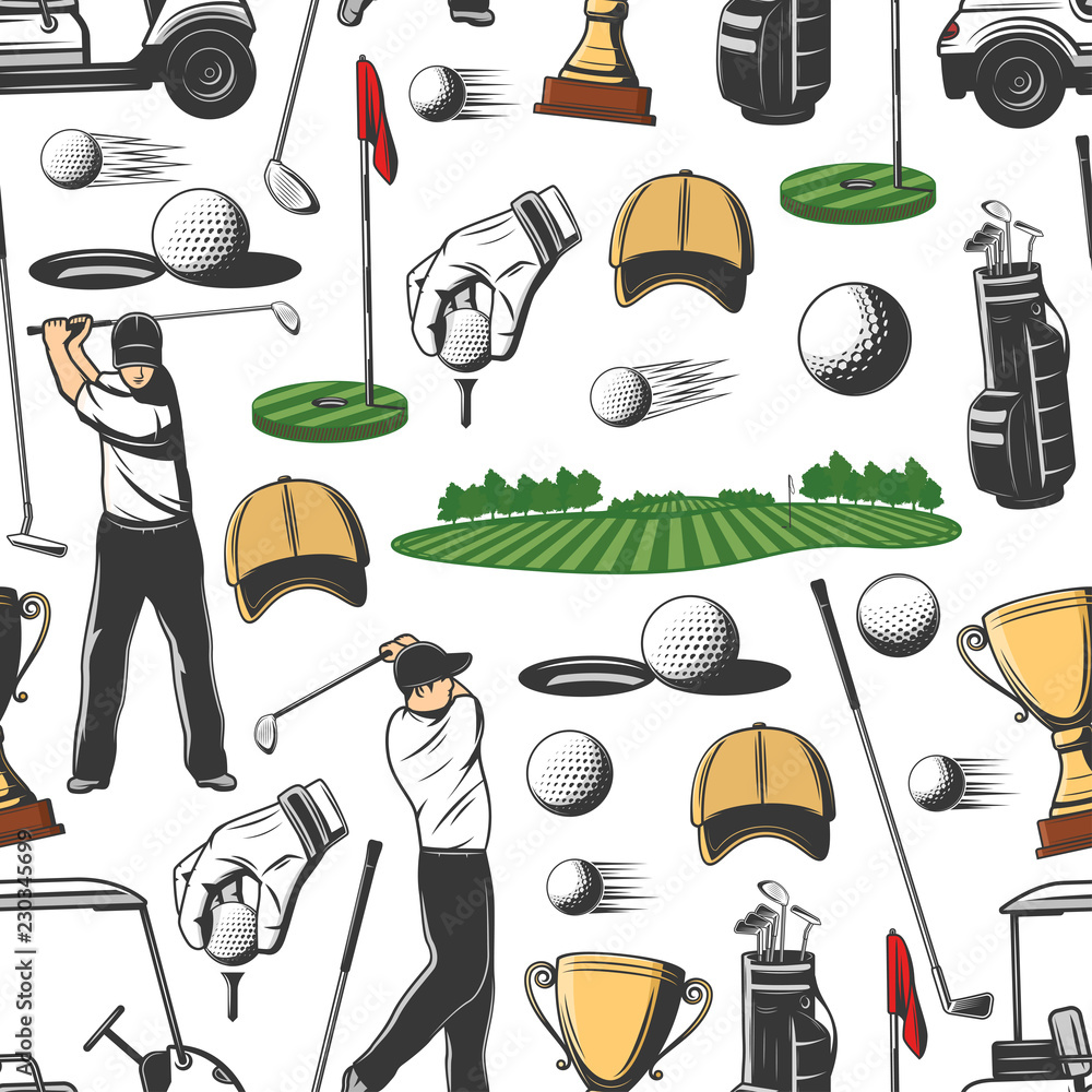 Golf sport game seamless pattern background