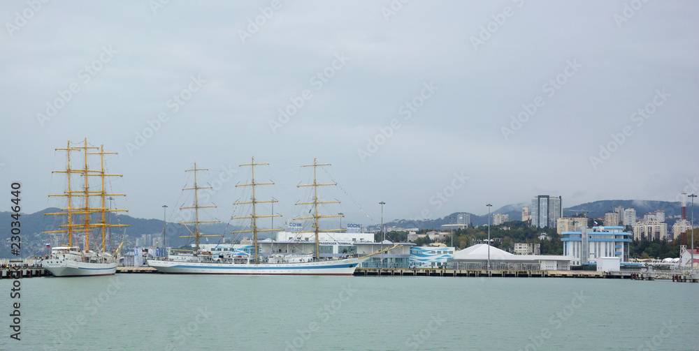 A view of the sailboats moored Black Sea Regatta