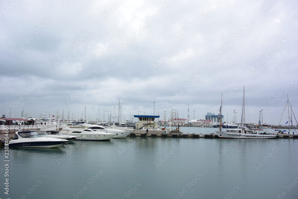 Sea port of Sochi in the september day.