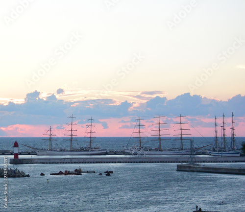 Sea port of Sochi in the september day.