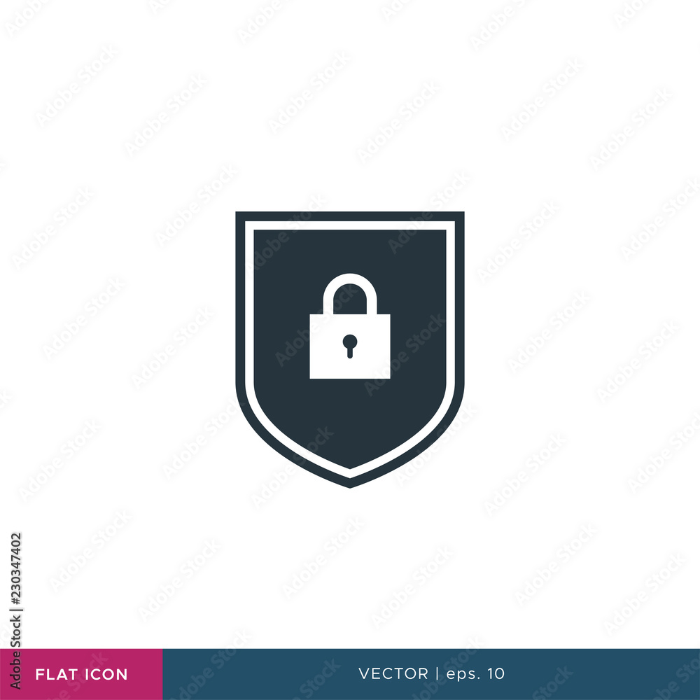 Shield and Padlock Icon Vector Logo Flat Design Template. Shield and Padlock Icon Vector Logo Flat Design Template.