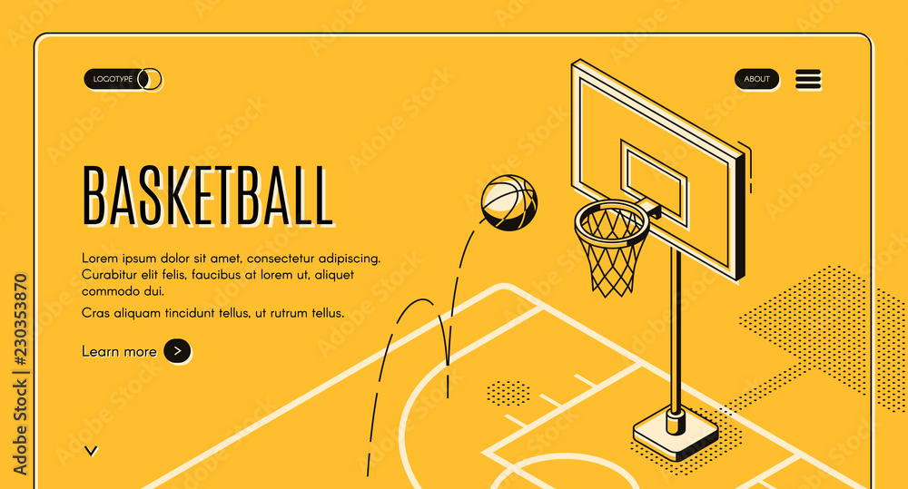 Vetor de Basketball team sport club black line art isometric