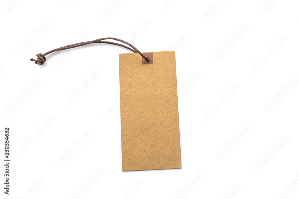Brown blank tag isolated on white