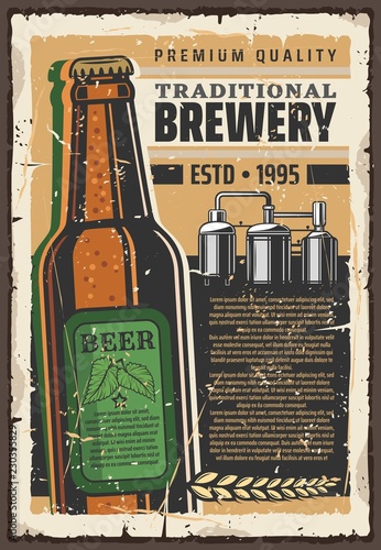 Brewery premium quality beer vector retro poster
