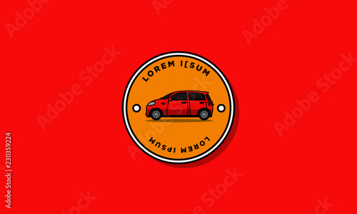 Small Car Vector Illustration Badge Flat Style Design