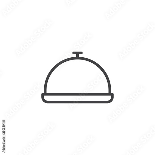 Hotel restaurant food tray outline icon. linear style sign for mobile concept and web design. Dome food cover simple line vector icon. Cloche symbol, logo illustration. Pixel perfect vector graphics