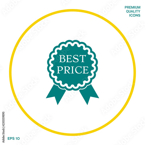 Best Price label icon with ribbons. Graphic elements for your design