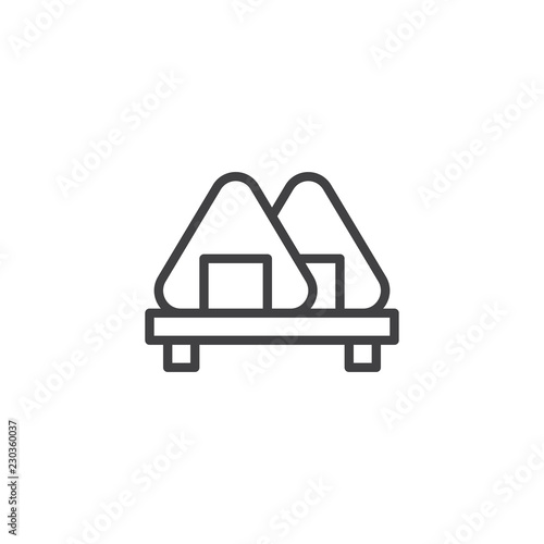 Japanese onigiri outline icon. linear style sign for mobile concept and web design. Asian food simple line vector icon. Symbol, logo illustration. Pixel perfect vector graphics