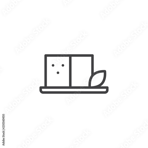 Tofu cheese outline icon. linear style sign for mobile concept and web design. Bean curd line vector icon. Symbol, logo illustration. Pixel perfect vector graphics