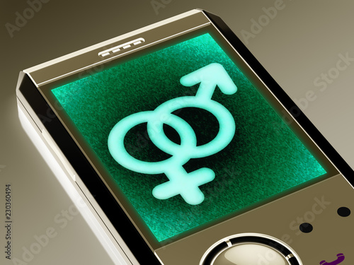 Sex icon in the smartphone. 3D Illustration. photo