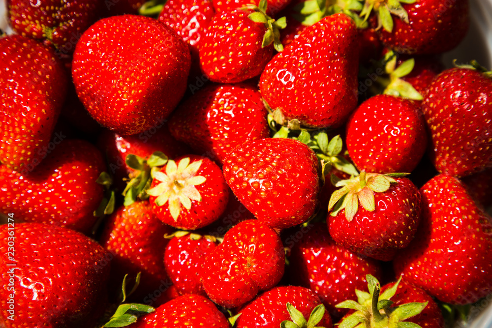 Close up view of fresh strawberries Close up view of fresh strawberries