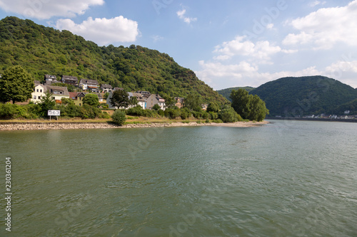 Small villages on the banks of the River Rhine in Germany