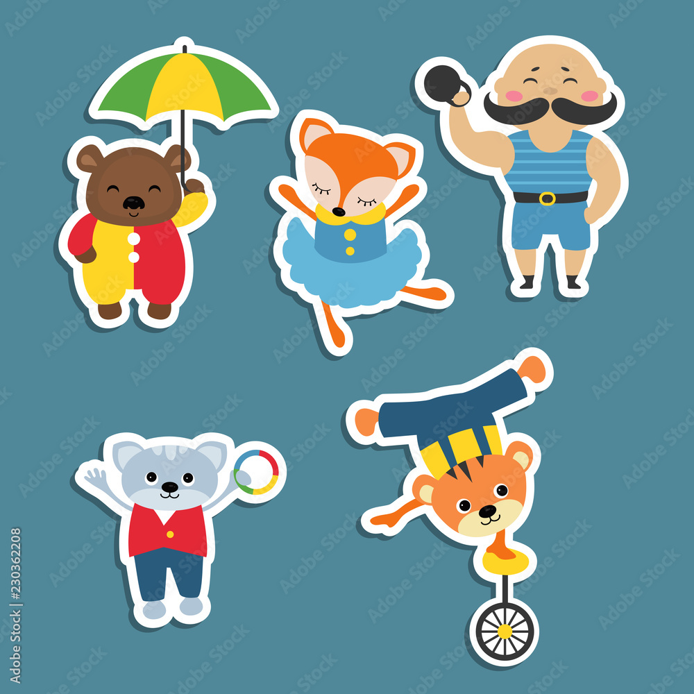 Set of circus animals. Set of circus animals.