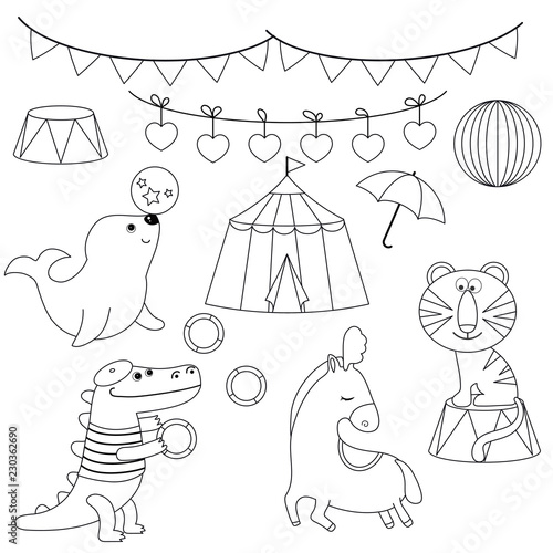 Set of circus animals.