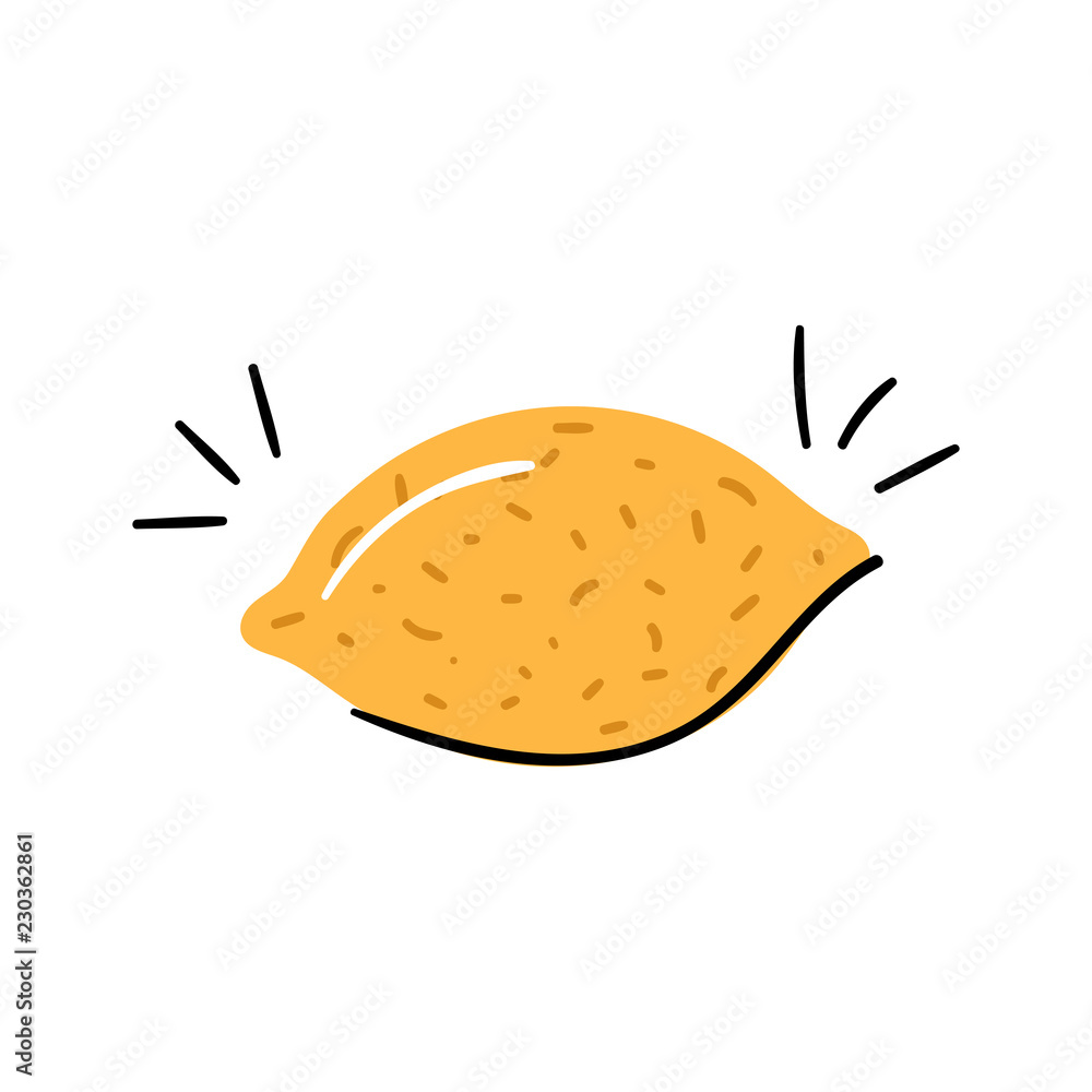 Vector cartoon illustration with trendy lemon icon Vector cartoon illustration with trendy lemon icon
