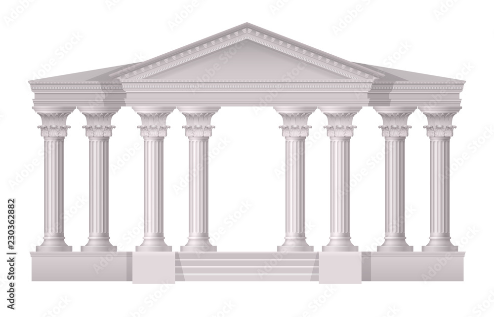 Antique White Columns Realistic Composition Antique White Columns Realistic Composition