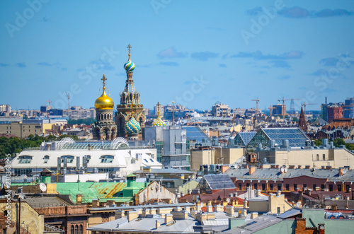 Russia. Saint-Petersburg. The dome of the Church of the spilled Blood from the height of St. Isaac s Cathedral