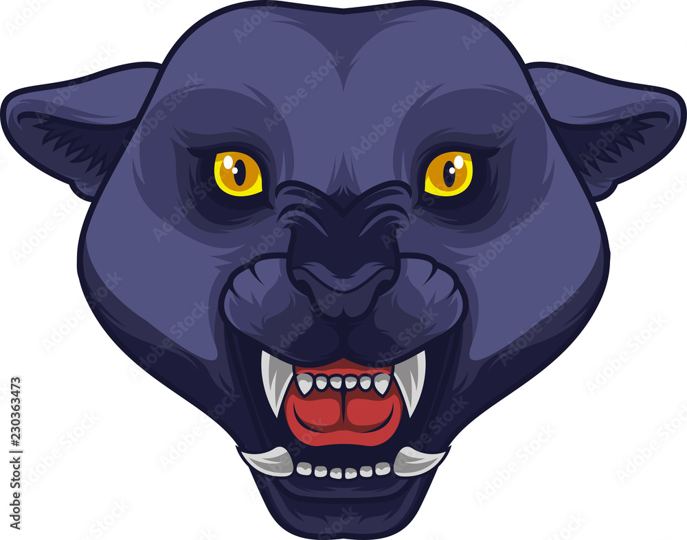 Fototapeta premium Angry black panther head mascot