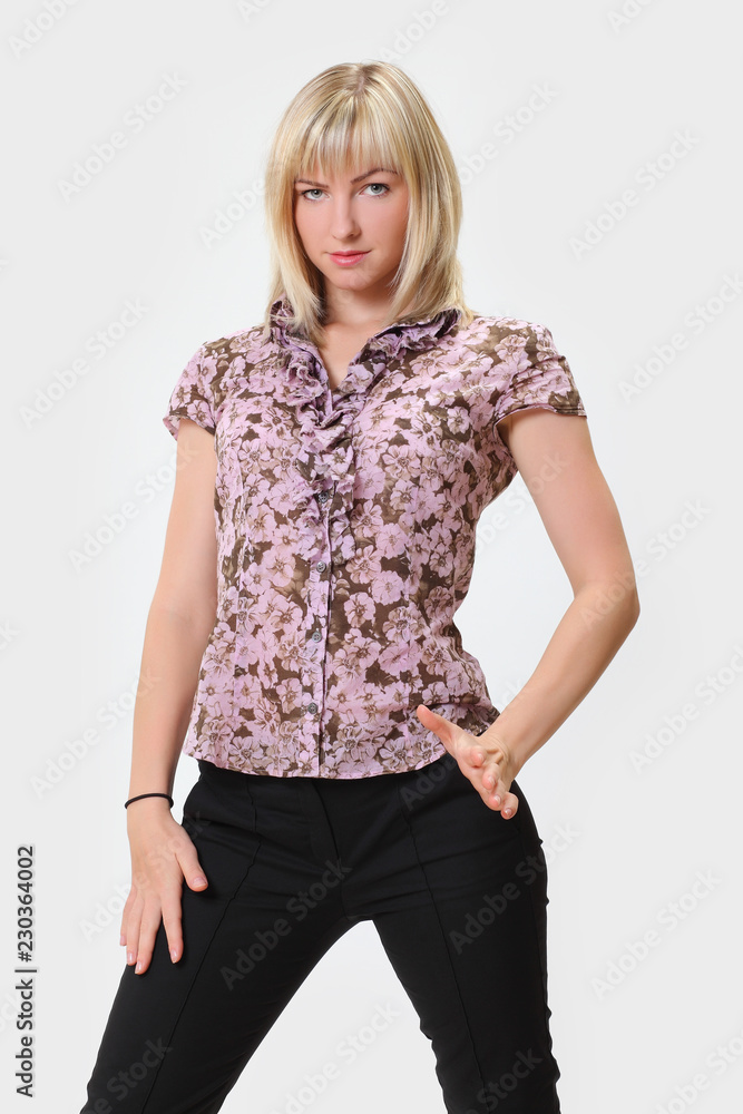 Crazy young blonde woman makes squint for fun Crazy young blonde woman makes squint for fun