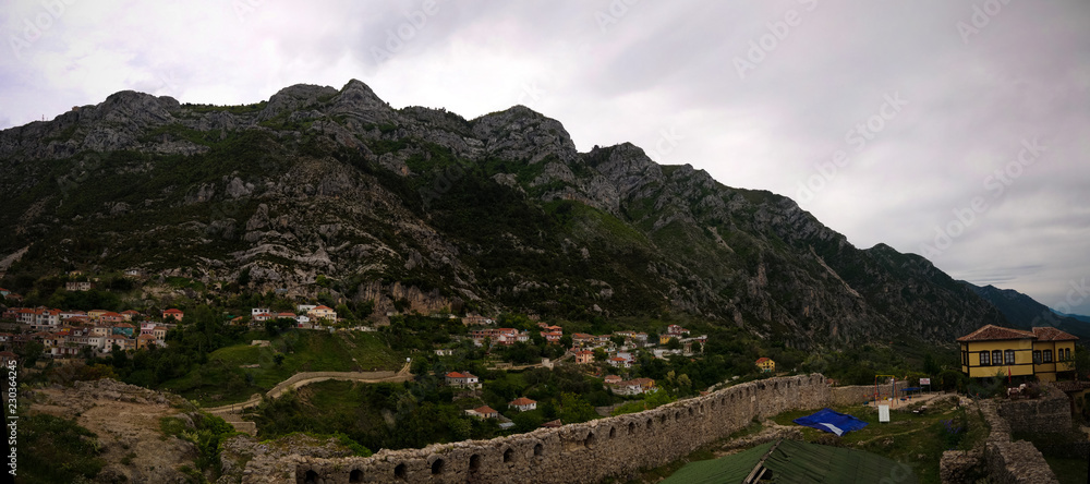 Landscape to Kruje city from the tower of Kruje castle, Albania