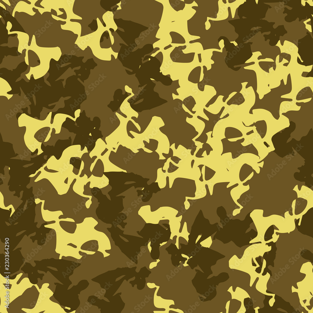 Naklejka premium UFO military camouflage seamless pattern in different shades of green and yellow colors