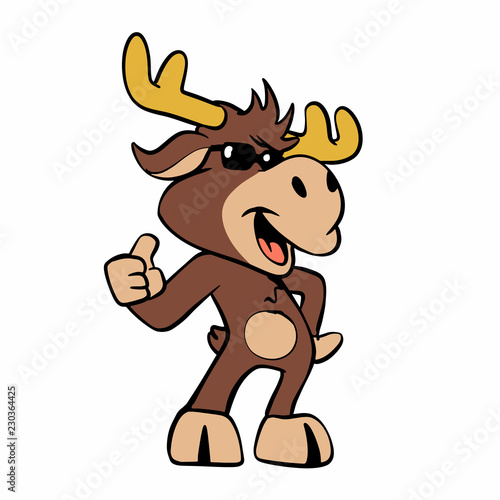 funny moose with sunglasses vector illustration 