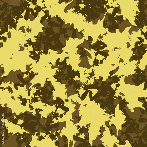 UFO military camouflage seamless pattern in different shades of green and yellow colors