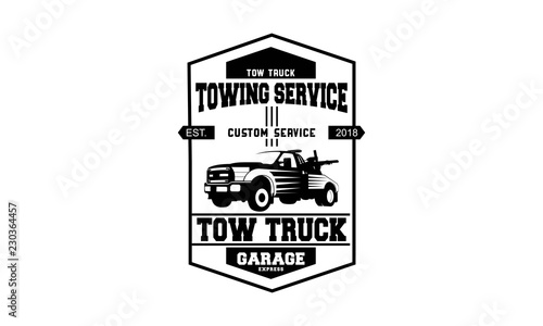 Vintage car tow truck emblems, labels and design elements