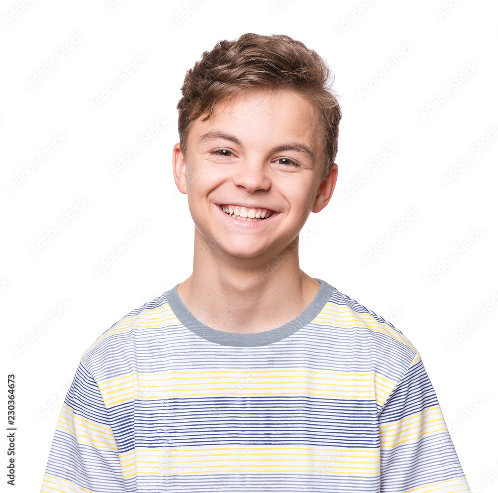 Close up emotional portrait of caucasian teen boy. Head shot of handsome guy. Funny cut teenager, isolated on white background. Child looking at camera. Close up emotional portrait of caucasian teen boy. Head shot of handsome guy. Funny cut teenager, isolated on white background. Child looking at camera.