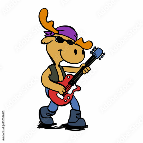 Guitarrist moose - rocker moose vector illustration 