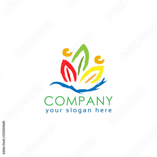 Free Download People Leaf Logo vector icon. Flat design. - GFXLoad
