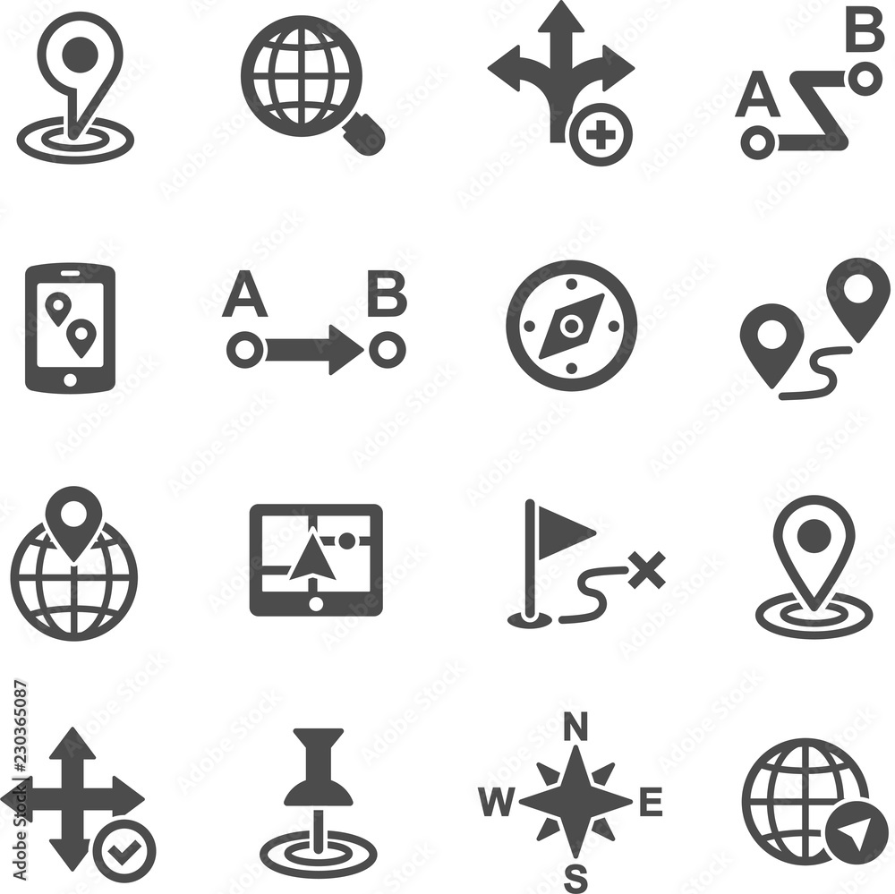 Map and location icons