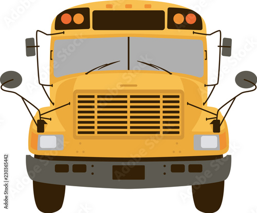 Yellow school bus vector illustration flat style front 
