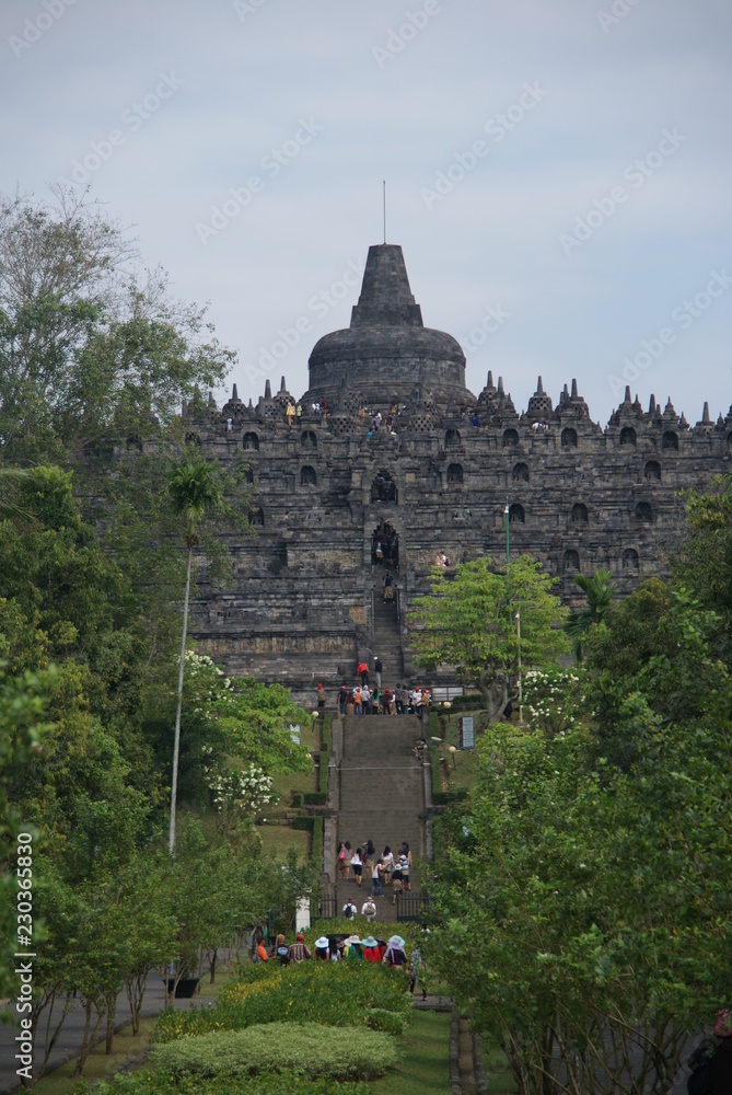 The top of Borobudur Temple seen from afar