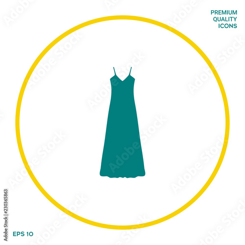 Long Dress, Evening dress, combination or nightie , the silhouette. Menu item in the web design