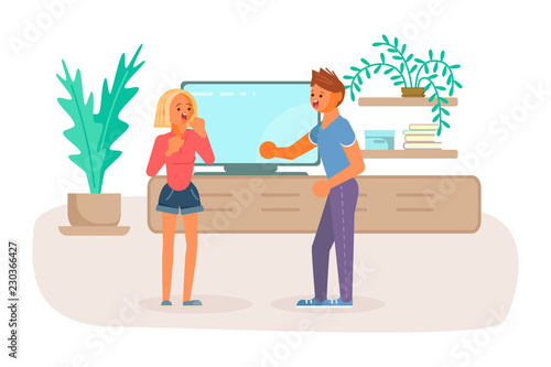 Young man and woman quarrelling 