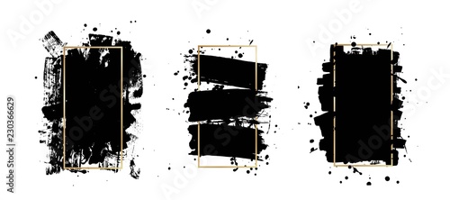 Vector artistic ink brush strokes. Grunge paint texture. Abstarct stamp background. Frame for text.