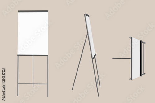 Empty flip chart. 3d Vector...