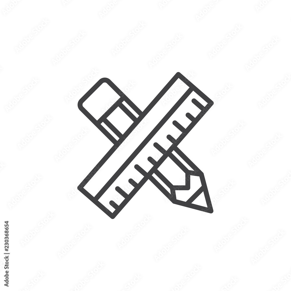Pencil and ruler outline icon. linear style sign for mobile concept and web design. geometry tools simple line vector icon. Symbol, logo illustration. Pixel perfect vector graphics Pencil and ruler outline icon. linear style sign for mobile concept and web design. geometry tools simple line vector icon. Symbol, logo illustration. Pixel perfect vector graphics