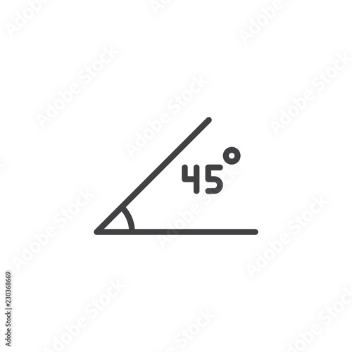 45 Degrees Angle outline icon. linear style sign for mobile concept and web design. Geometry angle simple line vector icon. Symbol, logo illustration. Pixel perfect vector graphics