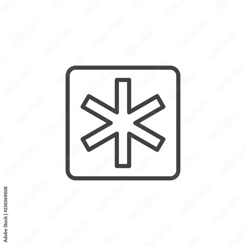 Fototapeta premium Asterisk outline icon. linear style sign for mobile concept and web design. Math simple line vector icon. Symbol, logo illustration. Pixel perfect vector graphics