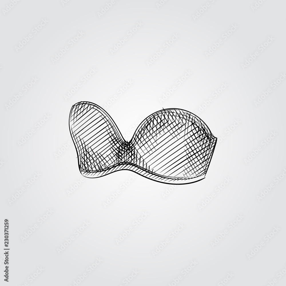Premium Vector  Hand drawn women s bra sketch symbol isolated